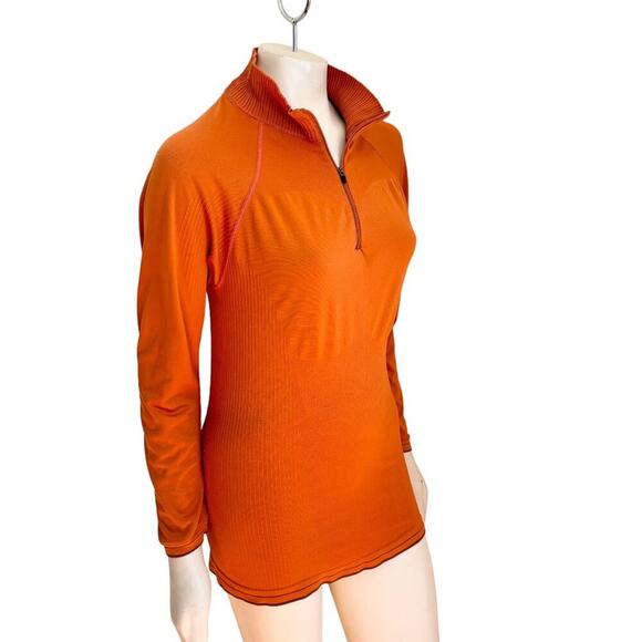 PATAGONIA Midweight Zip Neck Capilene Base Layer Top in Pumpkin Orange SZ L - Picture 4 of 9